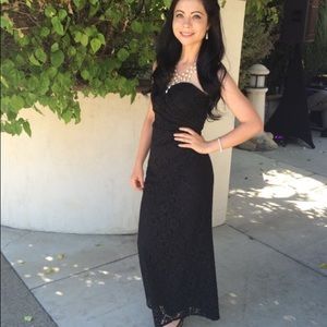 Strapless, lace, black dress